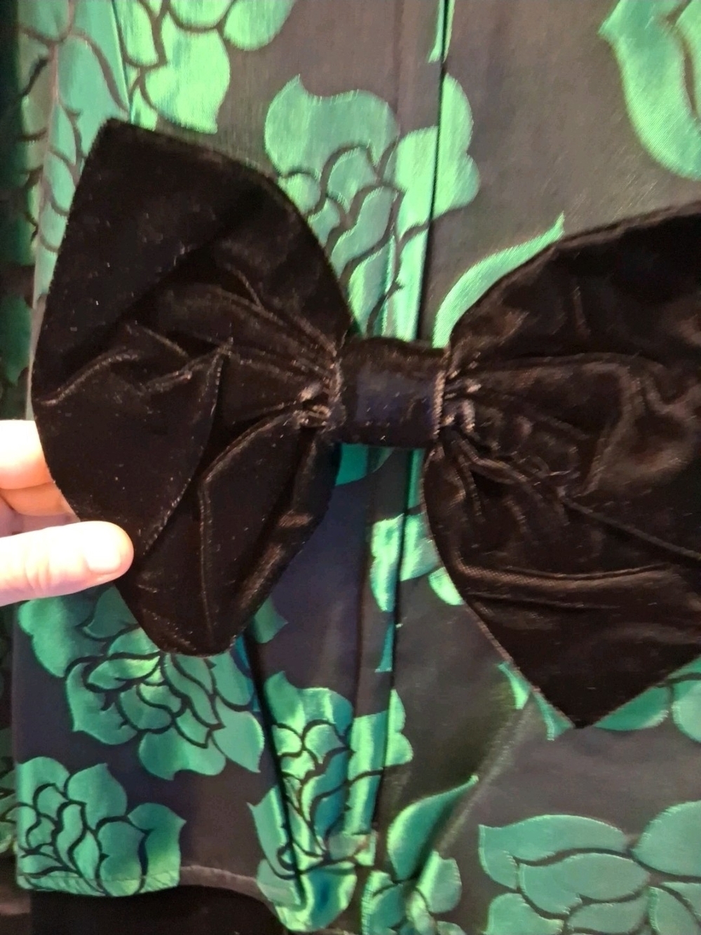 Vintage 1990 Scott McClintock Emerald Green Rose Brocade Velvet Prom Dress